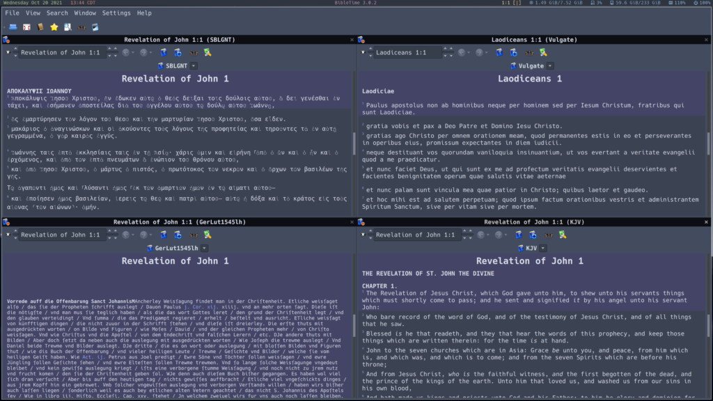 BibleTime in the Nord color scheme